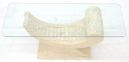 EstablishedLines Tessellated Stone Organic Shape Base Rectangular Sofa Console Table