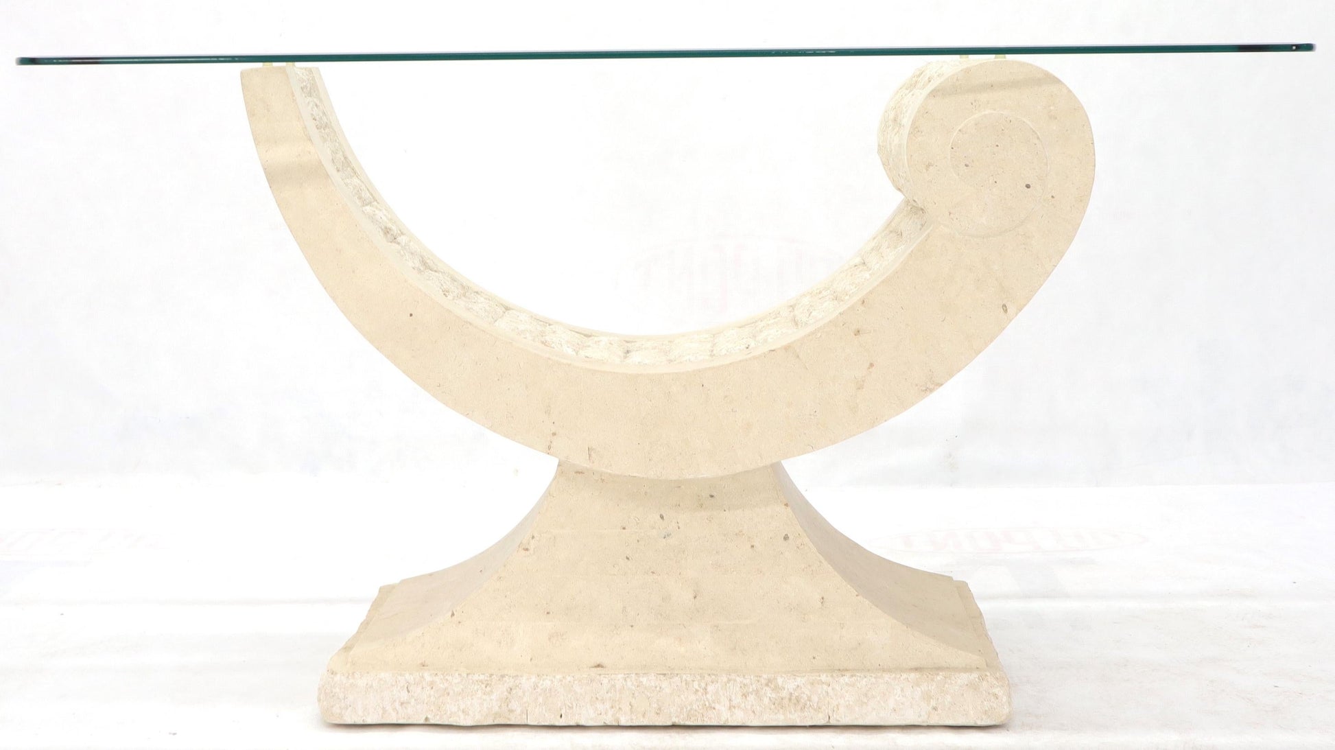 EstablishedLines Tessellated Stone Organic Shape Base Rectangular Sofa Console Table