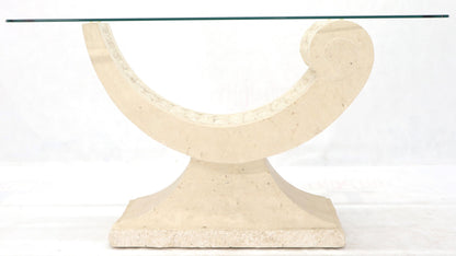EstablishedLines Tessellated Stone Organic Shape Base Rectangular Sofa Console Table