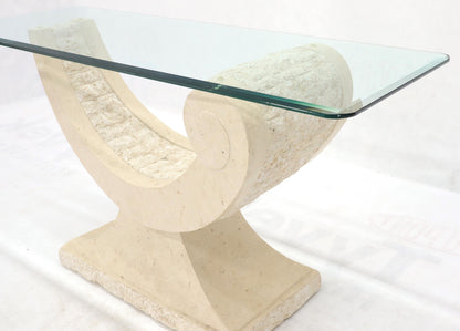 EstablishedLines Tessellated Stone Organic Shape Base Rectangular Sofa Console Table
