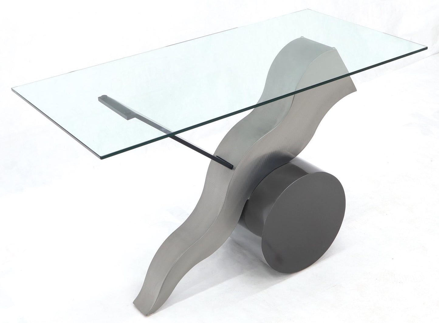 EstablishedLines Forged Steel Base Glass Top Console Sofa Table