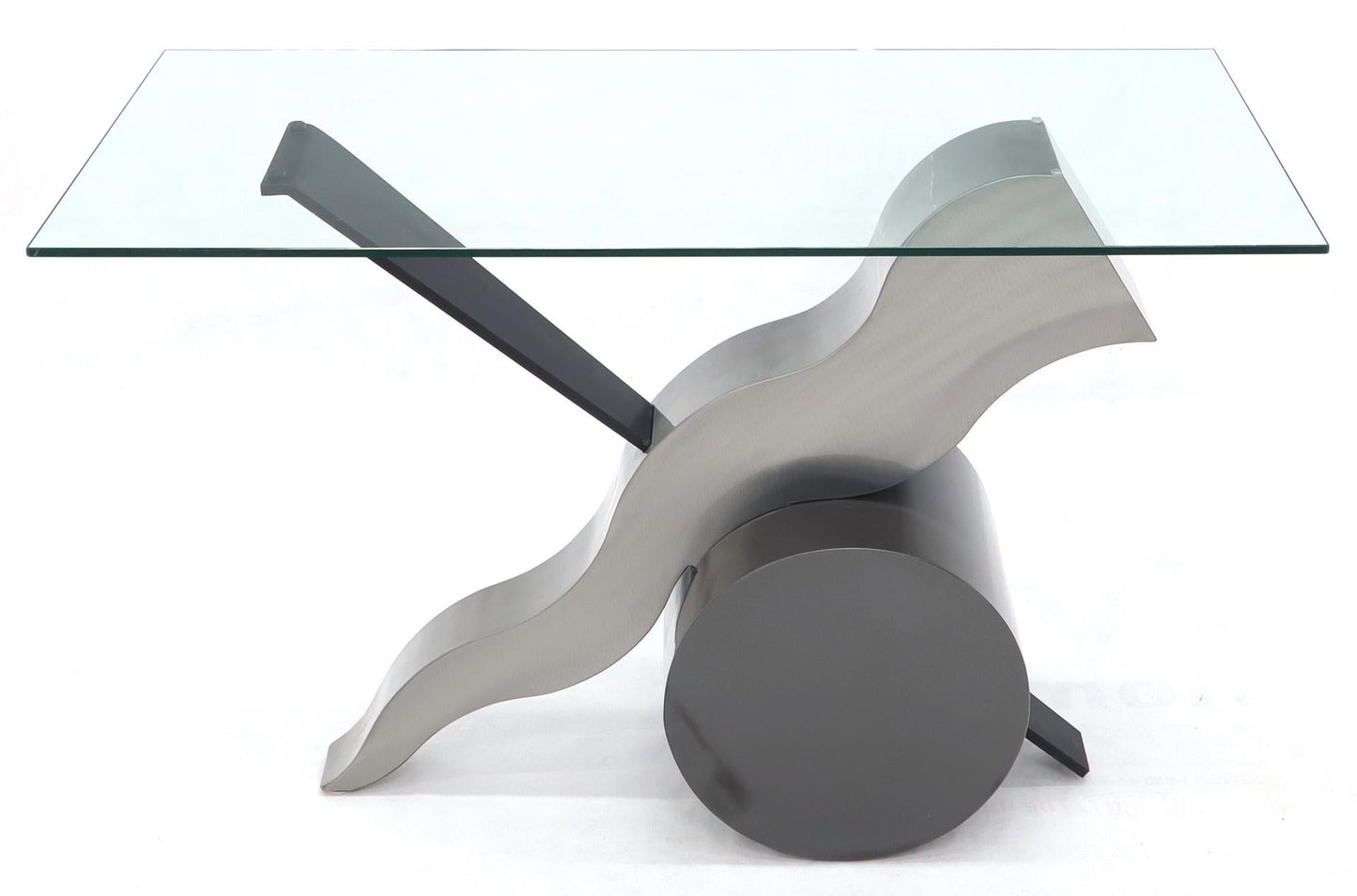 EstablishedLines Forged Steel Base Glass Top Console Sofa Table