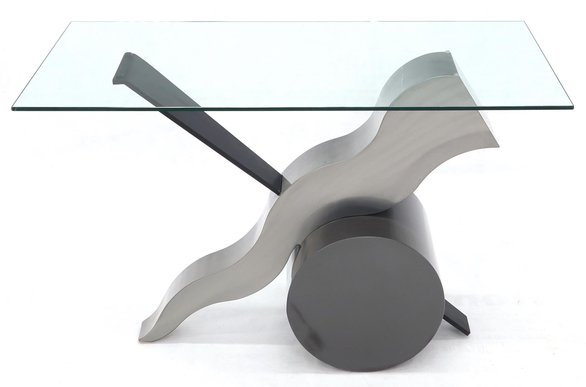 EstablishedLines Forged Steel Base Glass Top Console Sofa Table
