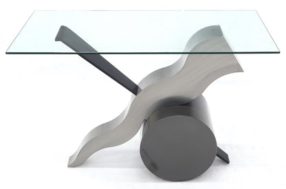 EstablishedLines Forged Steel Base Glass Top Console Sofa Table