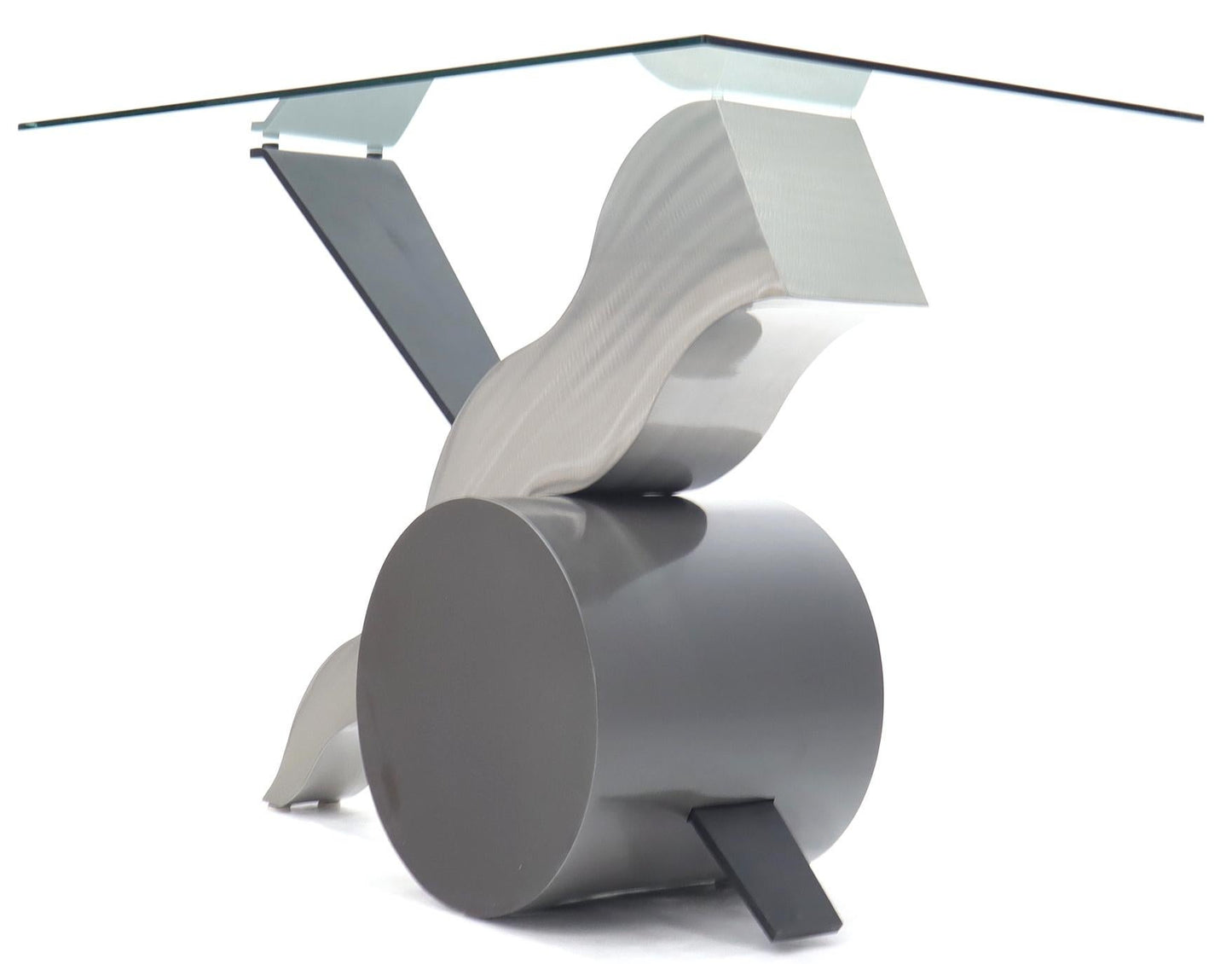EstablishedLines Forged Steel Base Glass Top Console Sofa Table