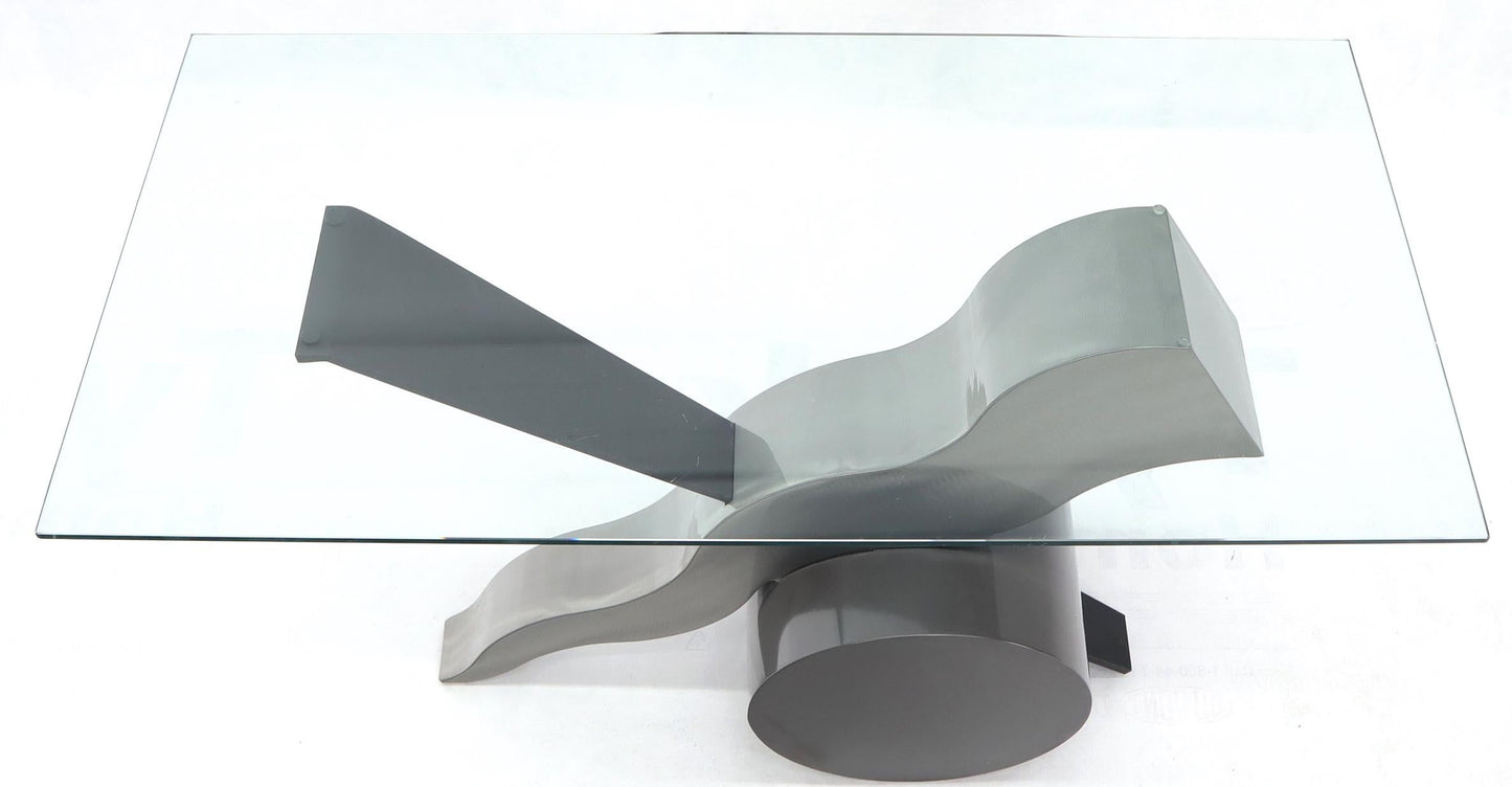 EstablishedLines Forged Steel Base Glass Top Console Sofa Table