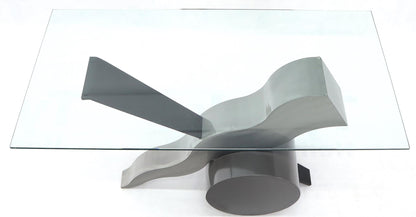 EstablishedLines Forged Steel Base Glass Top Console Sofa Table