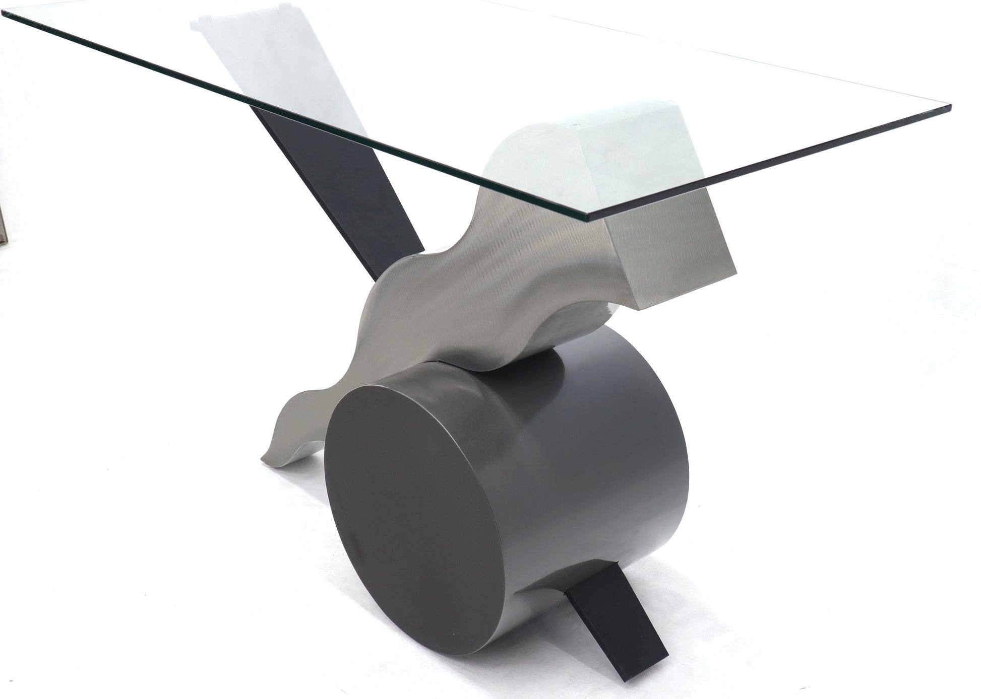 EstablishedLines Forged Steel Base Glass Top Console Sofa Table
