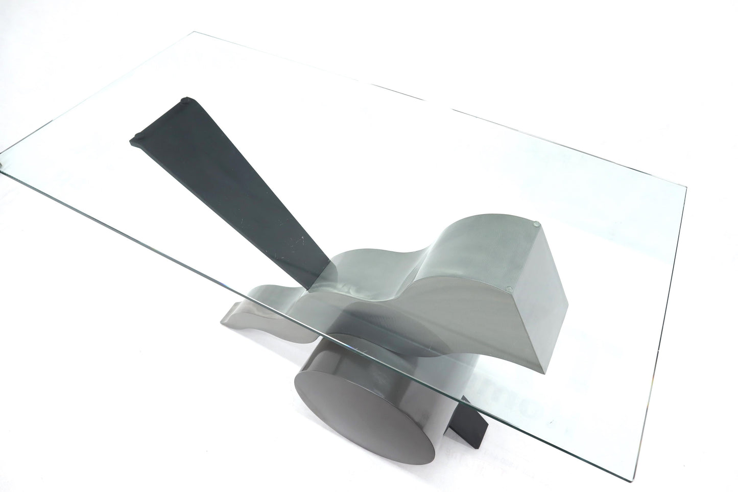 EstablishedLines Forged Steel Base Glass Top Console Sofa Table