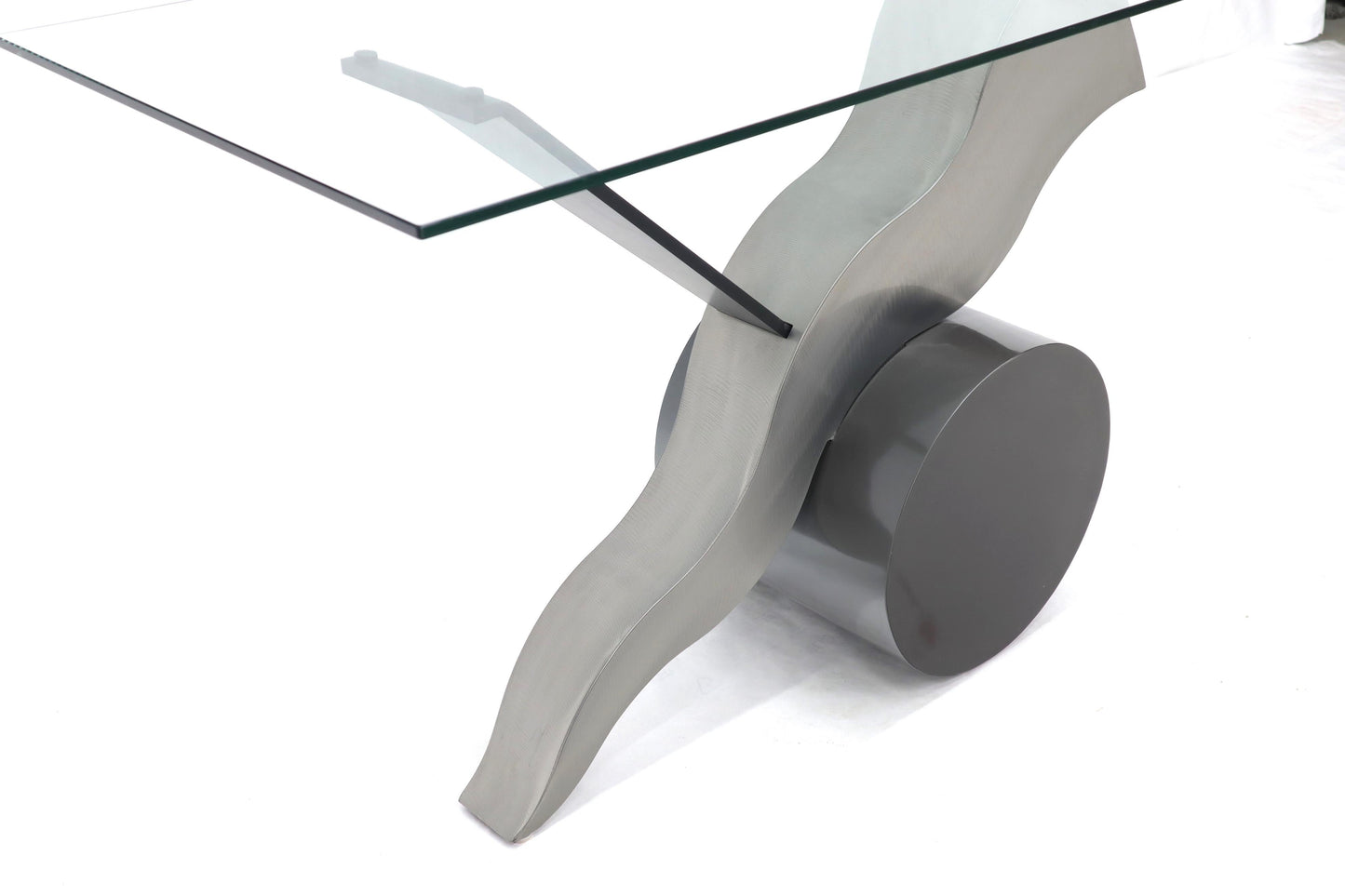 EstablishedLines Forged Steel Base Glass Top Console Sofa Table