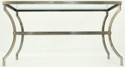 Heavy Iron Base Glass Top Console Table