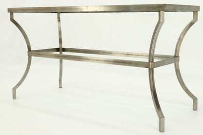 Heavy Iron Base Glass Top Console Table