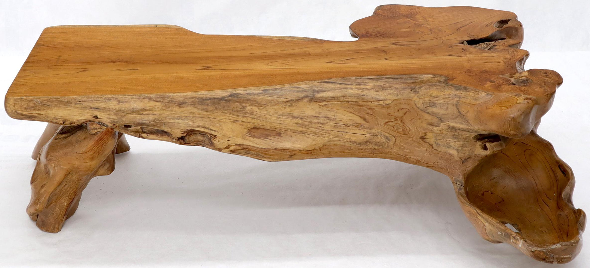 EstablishedLines Large Oversize Solid Teak Live Edge Coffee Table