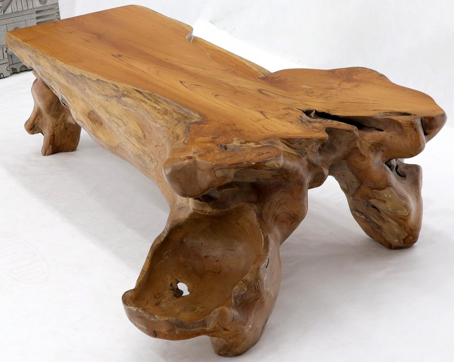 EstablishedLines Large Oversize Solid Teak Live Edge Coffee Table
