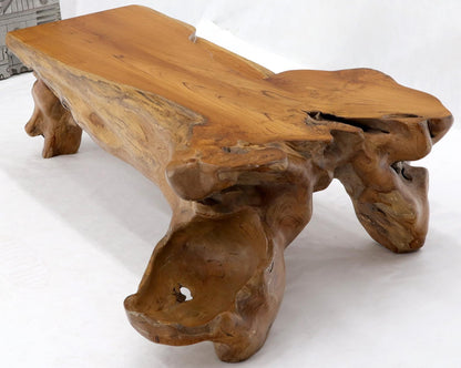 EstablishedLines Large Oversize Solid Teak Live Edge Coffee Table
