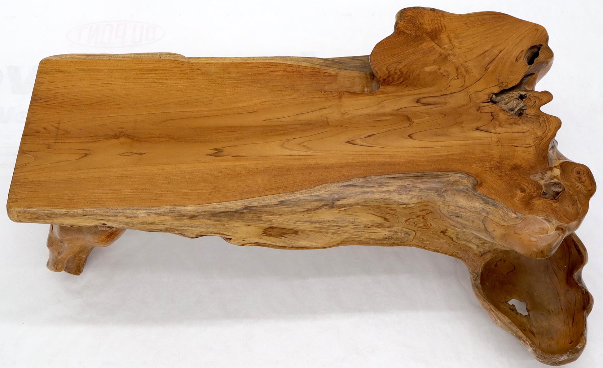 EstablishedLines Large Oversize Solid Teak Live Edge Coffee Table