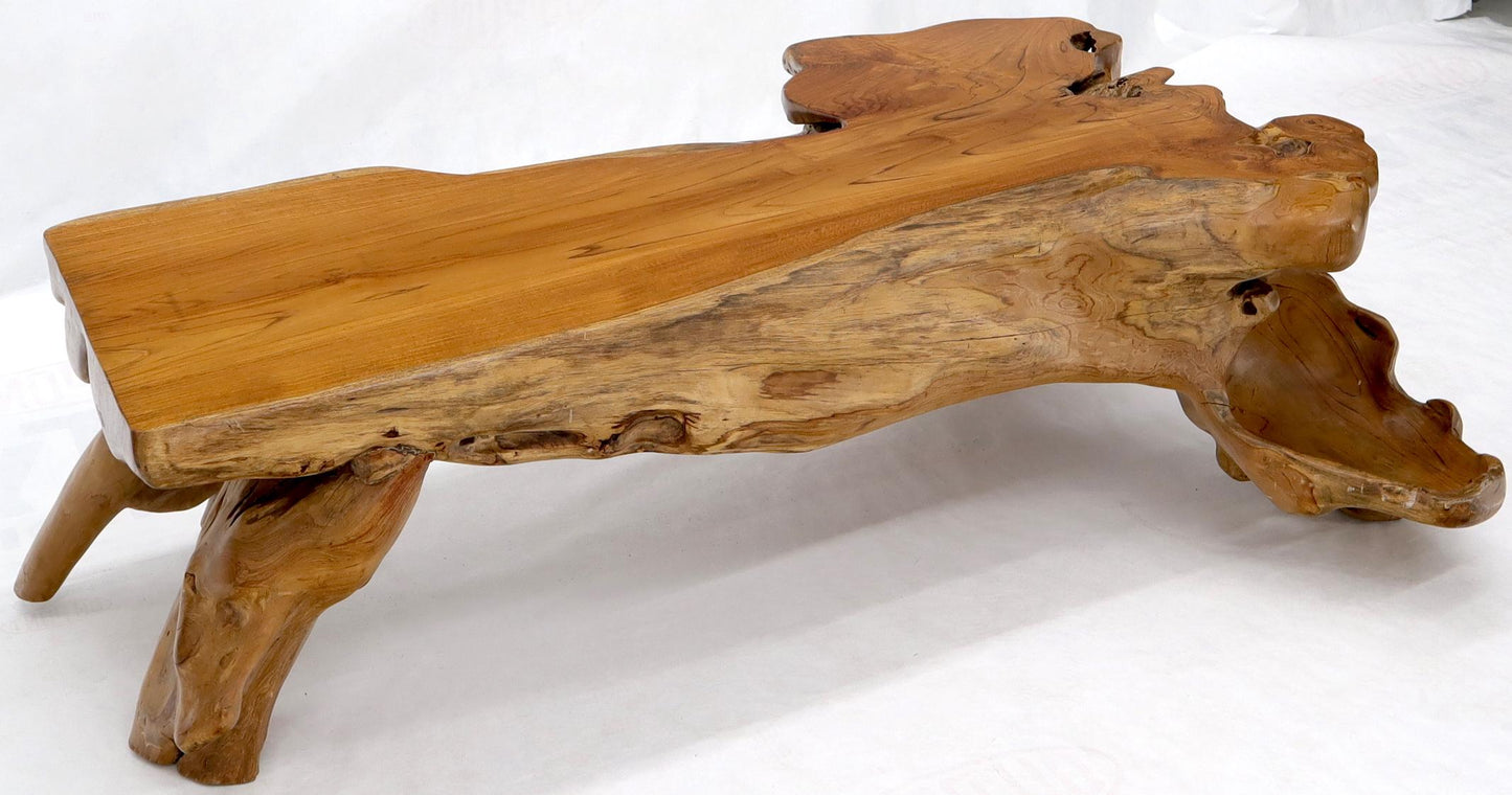 EstablishedLines Large Oversize Solid Teak Live Edge Coffee Table