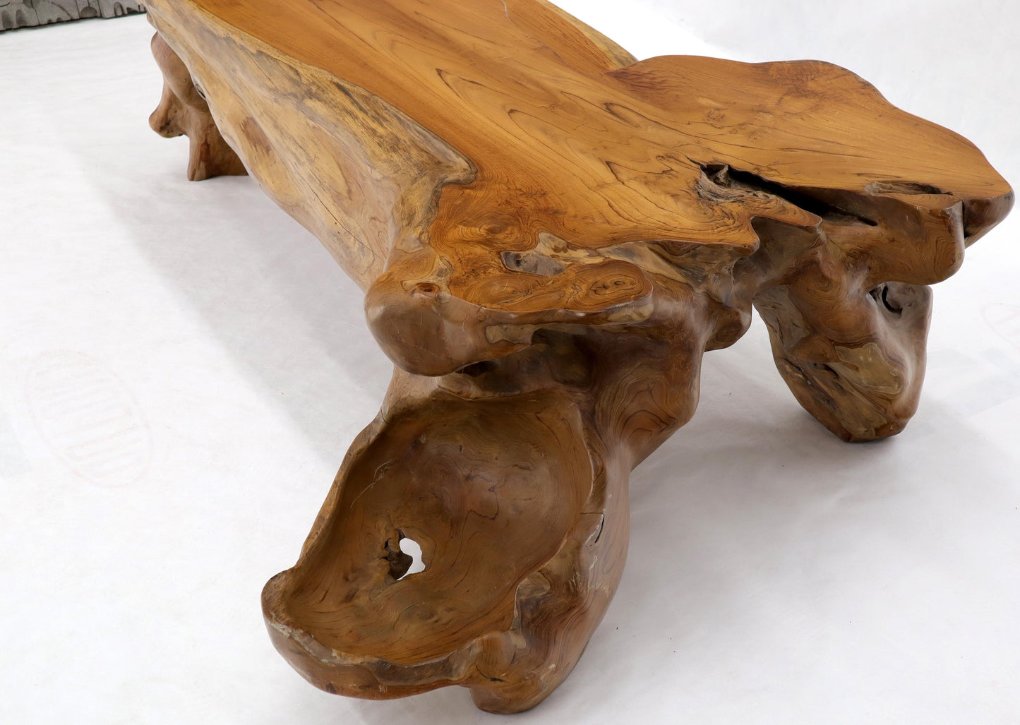 EstablishedLines Large Oversize Solid Teak Live Edge Coffee Table