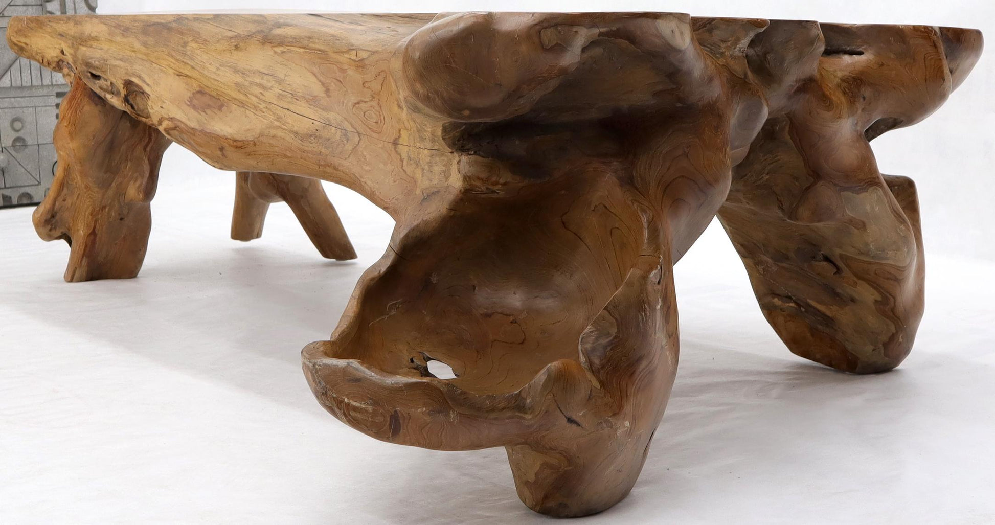 EstablishedLines Large Oversize Solid Teak Live Edge Coffee Table