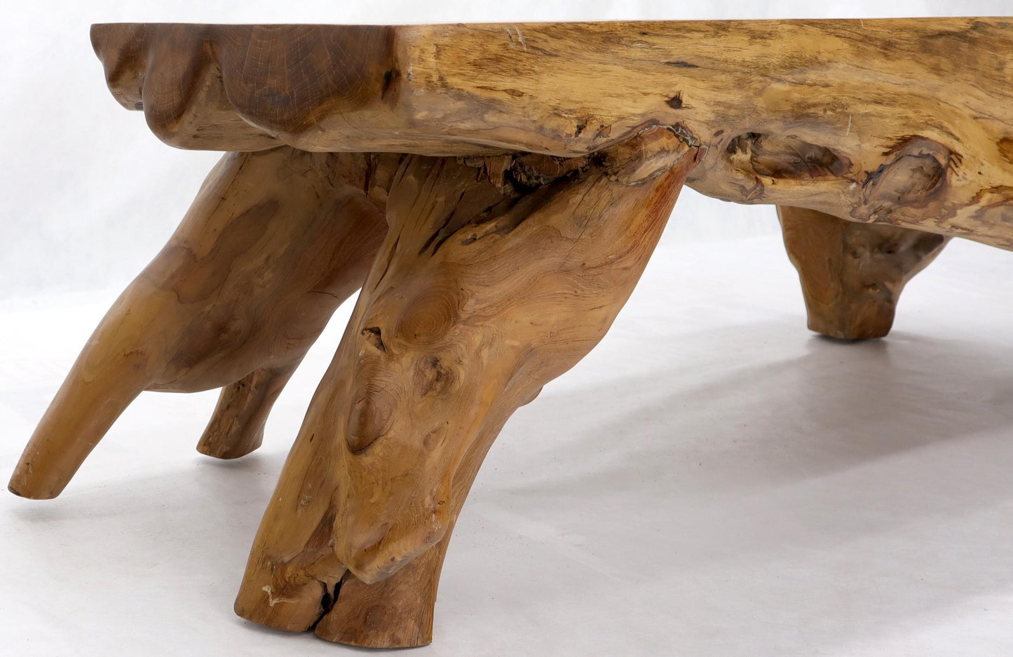 EstablishedLines Large Oversize Solid Teak Live Edge Coffee Table