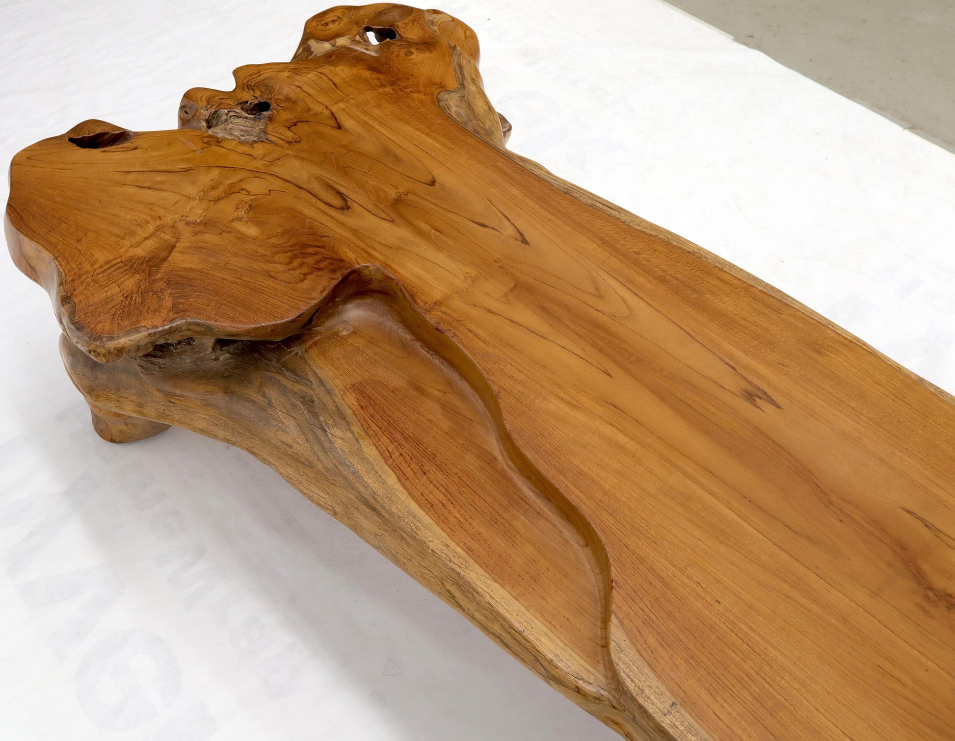 EstablishedLines Large Oversize Solid Teak Live Edge Coffee Table