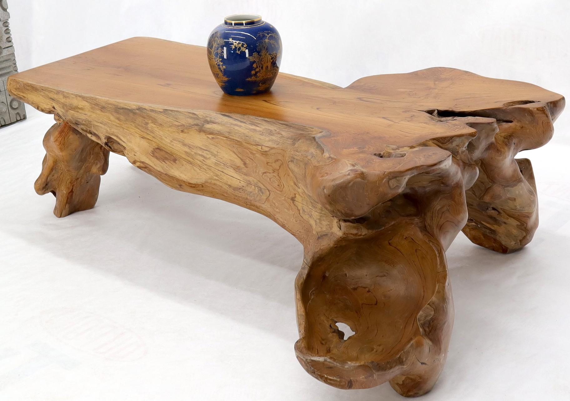 EstablishedLines Large Oversize Solid Teak Live Edge Coffee Table