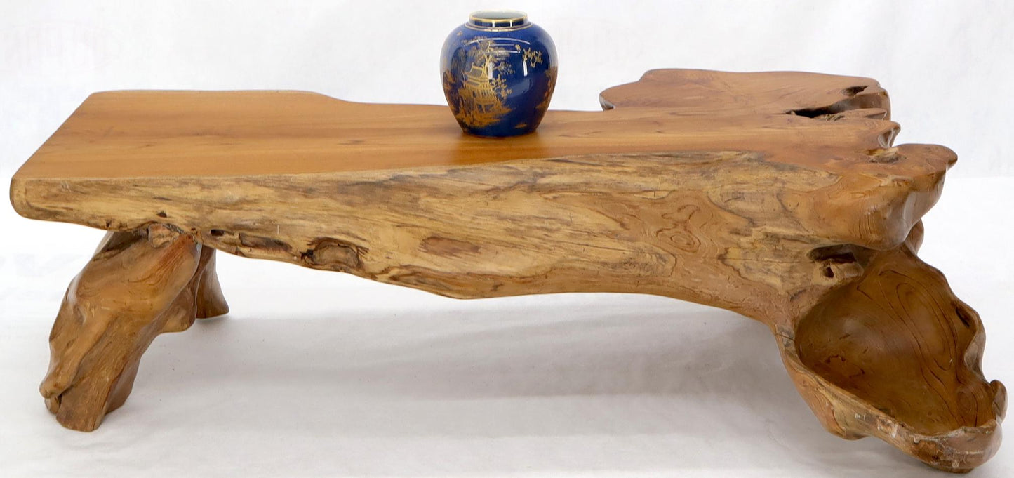 EstablishedLines Large Oversize Solid Teak Live Edge Coffee Table