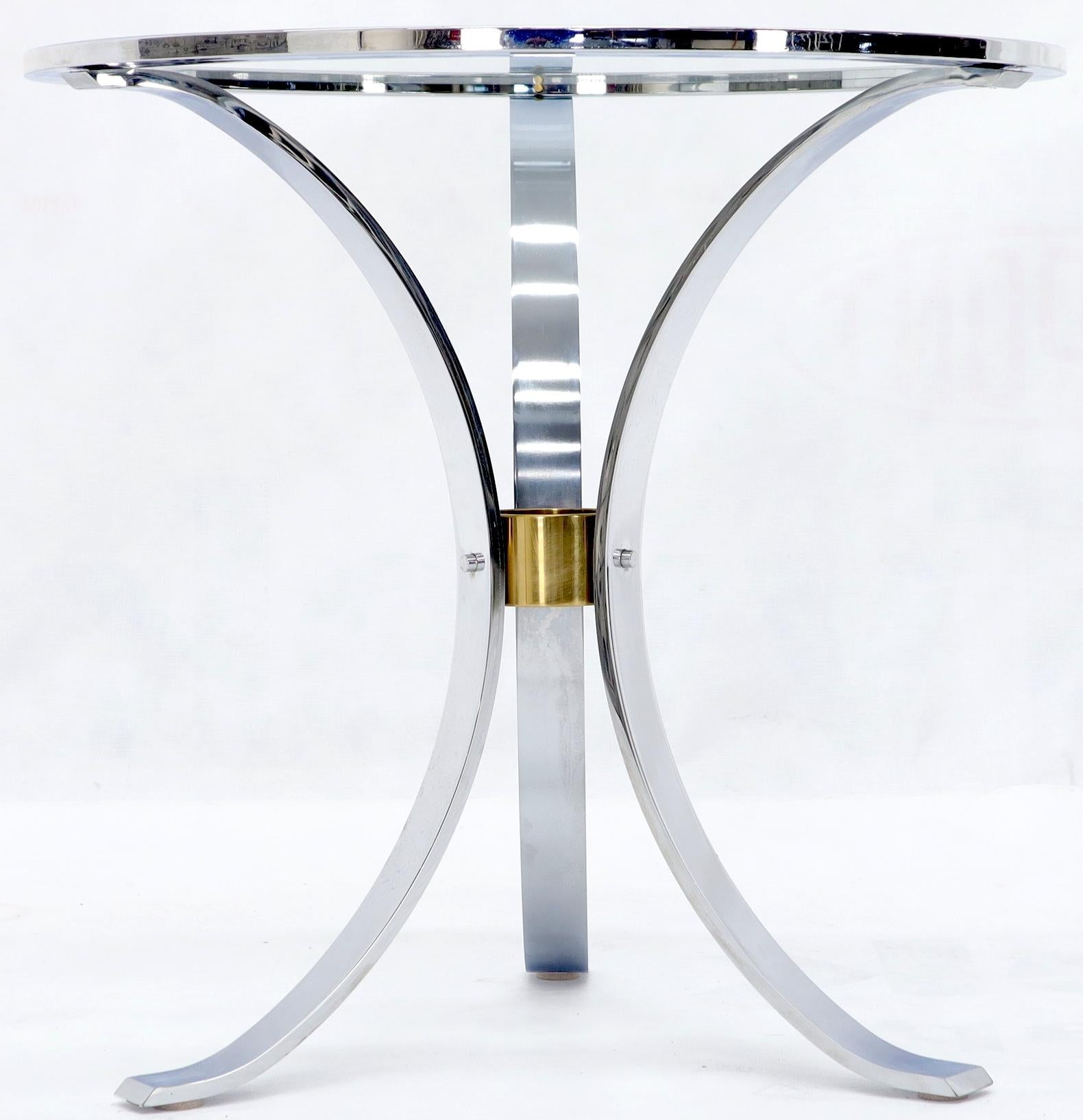 EstablishedLines Round Crome and Brass Glass Top Occasional Side Table