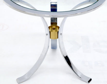 EstablishedLines Round Crome and Brass Glass Top Occasional Side Table