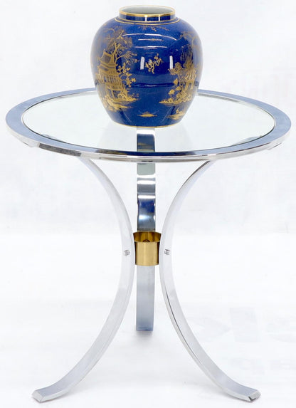 EstablishedLines Round Crome and Brass Glass Top Occasional Side Table