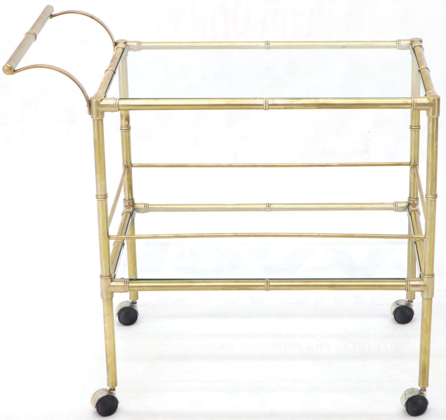 EstablishedLines Solid Brass Faux Bamboo Rectangular Shape Two-Tier Serving Cart