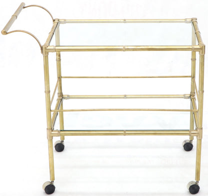 EstablishedLines Solid Brass Faux Bamboo Rectangular Shape Two-Tier Serving Cart