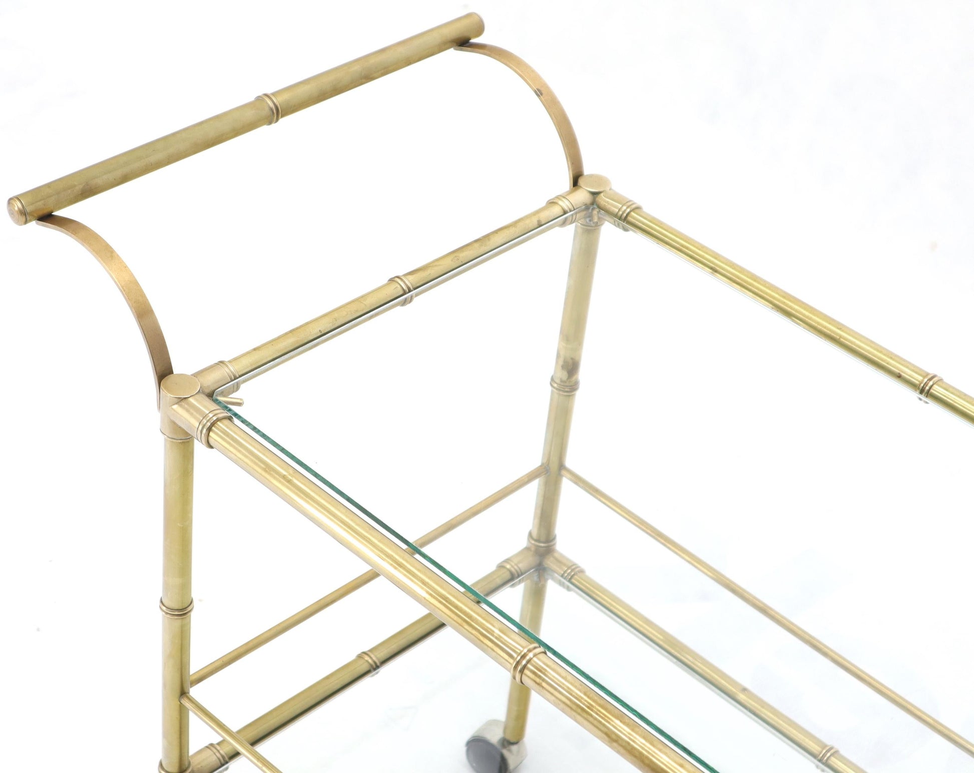 EstablishedLines Solid Brass Faux Bamboo Rectangular Shape Two-Tier Serving Cart