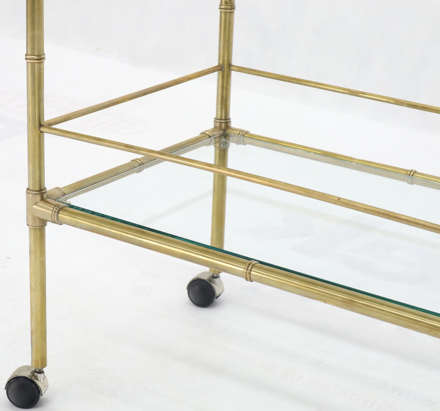 EstablishedLines Solid Brass Faux Bamboo Rectangular Shape Two-Tier Serving Cart