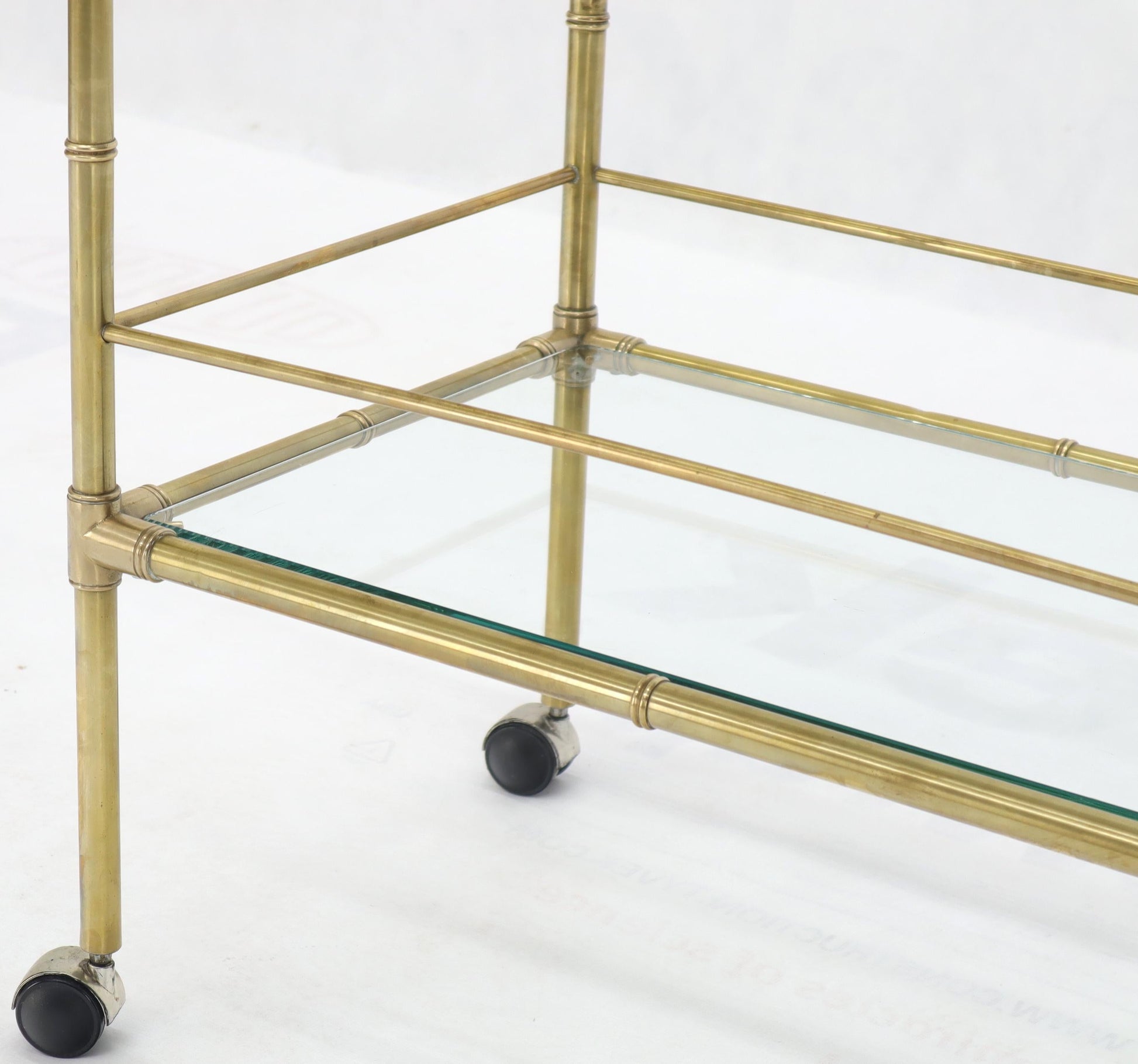 EstablishedLines Solid Brass Faux Bamboo Rectangular Shape Two-Tier Serving Cart