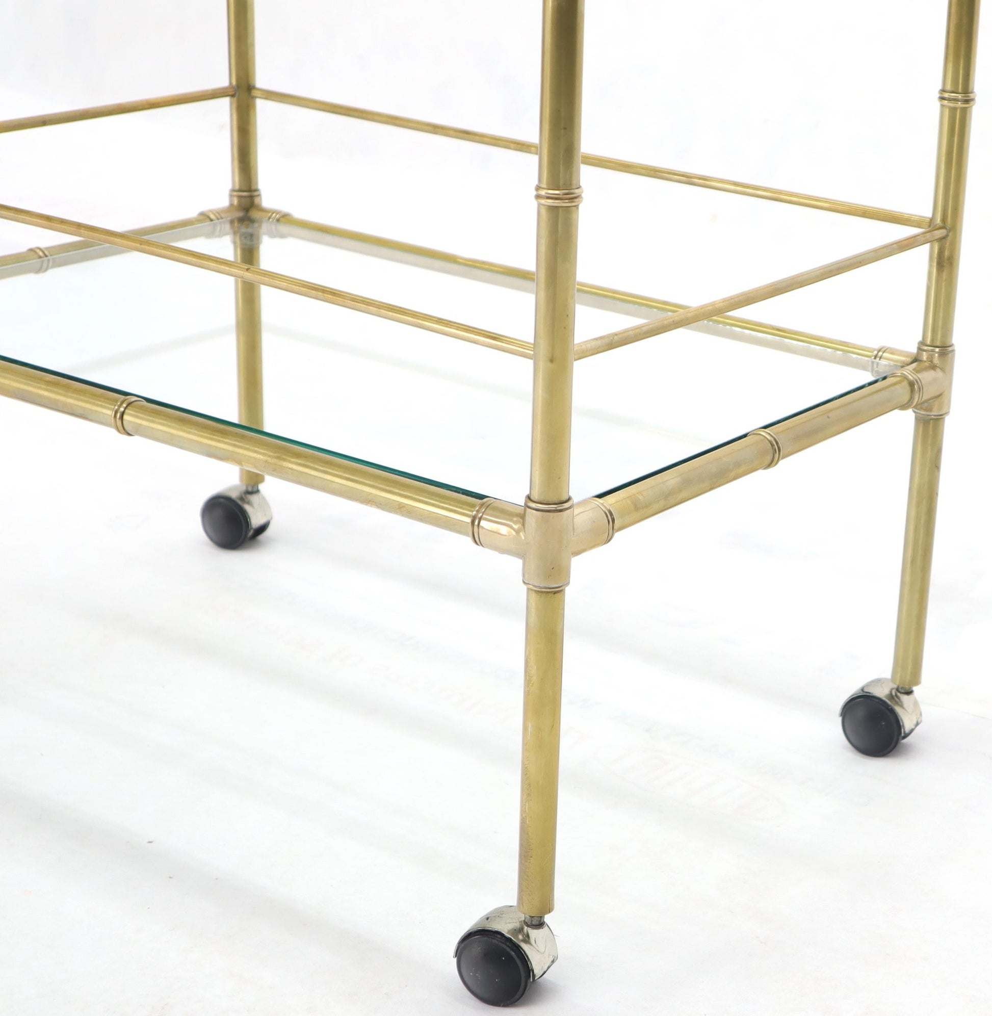 EstablishedLines Solid Brass Faux Bamboo Rectangular Shape Two-Tier Serving Cart