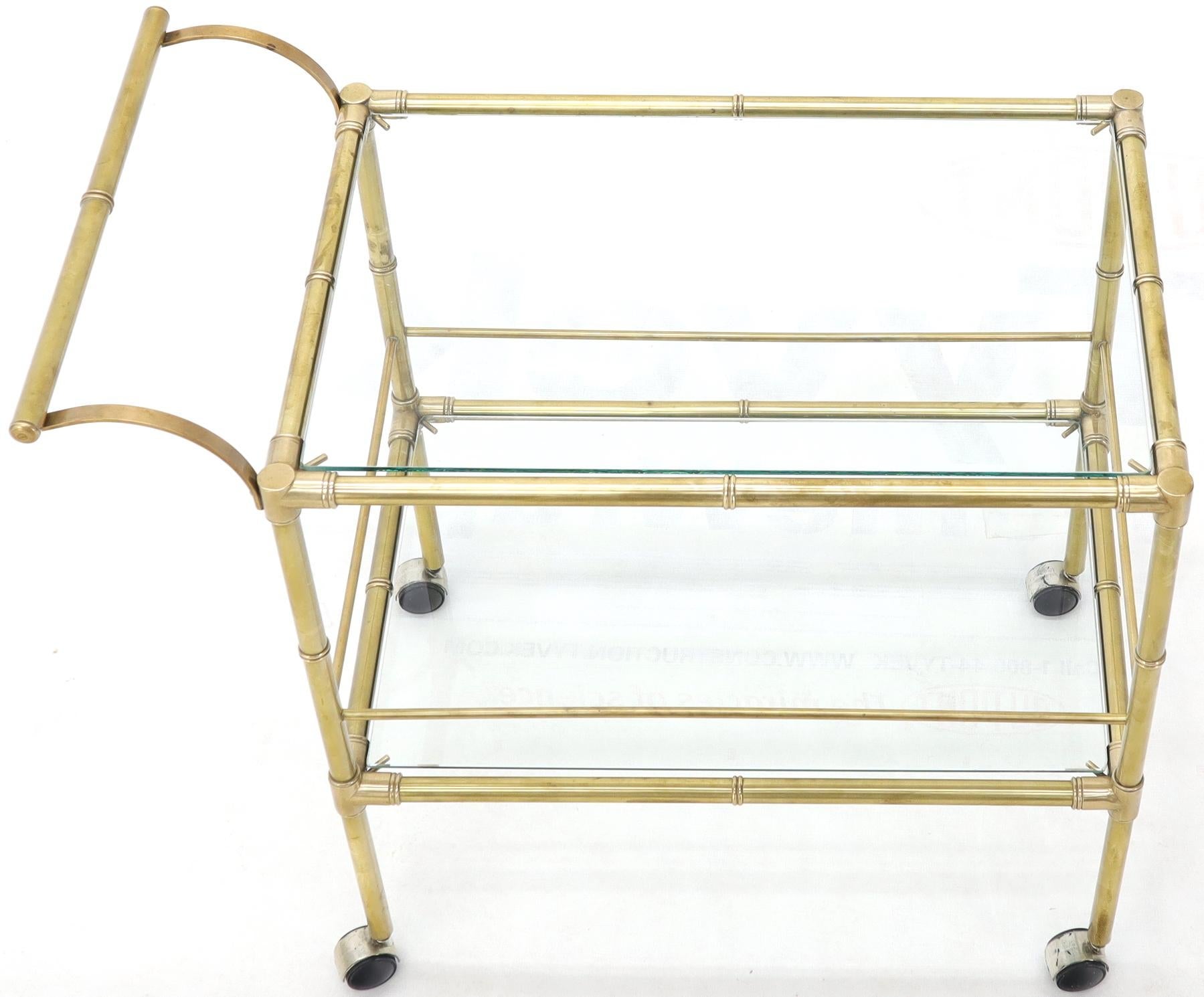 EstablishedLines Solid Brass Faux Bamboo Rectangular Shape Two-Tier Serving Cart