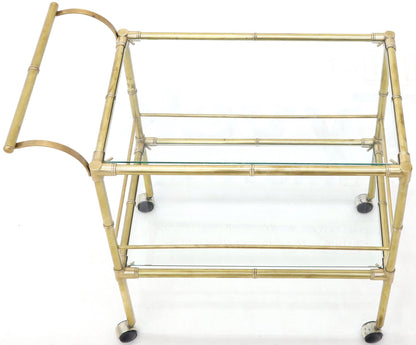 EstablishedLines Solid Brass Faux Bamboo Rectangular Shape Two-Tier Serving Cart