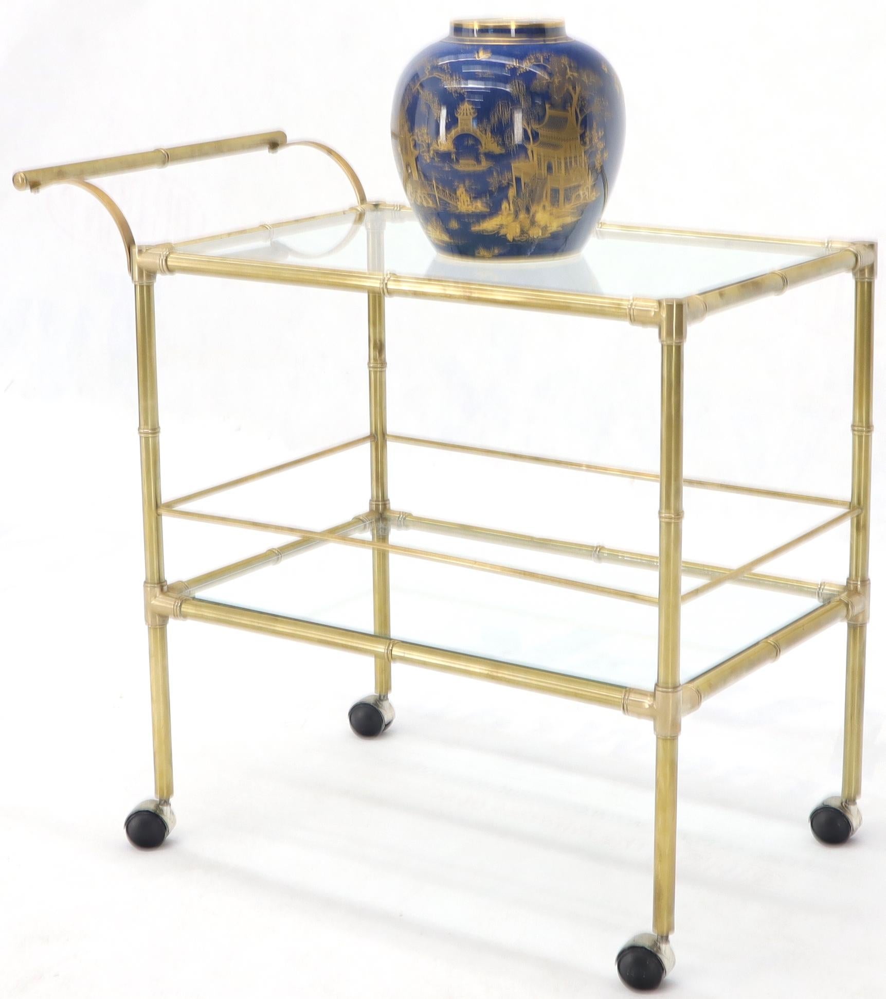 EstablishedLines Solid Brass Faux Bamboo Rectangular Shape Two-Tier Serving Cart