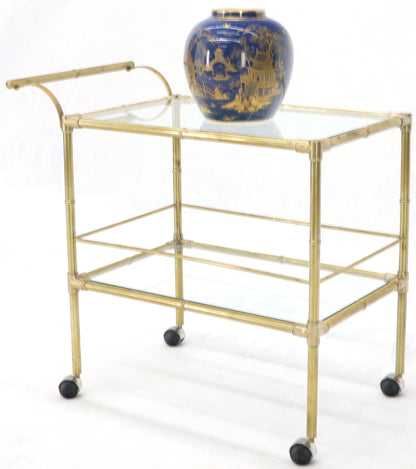 EstablishedLines Solid Brass Faux Bamboo Rectangular Shape Two-Tier Serving Cart