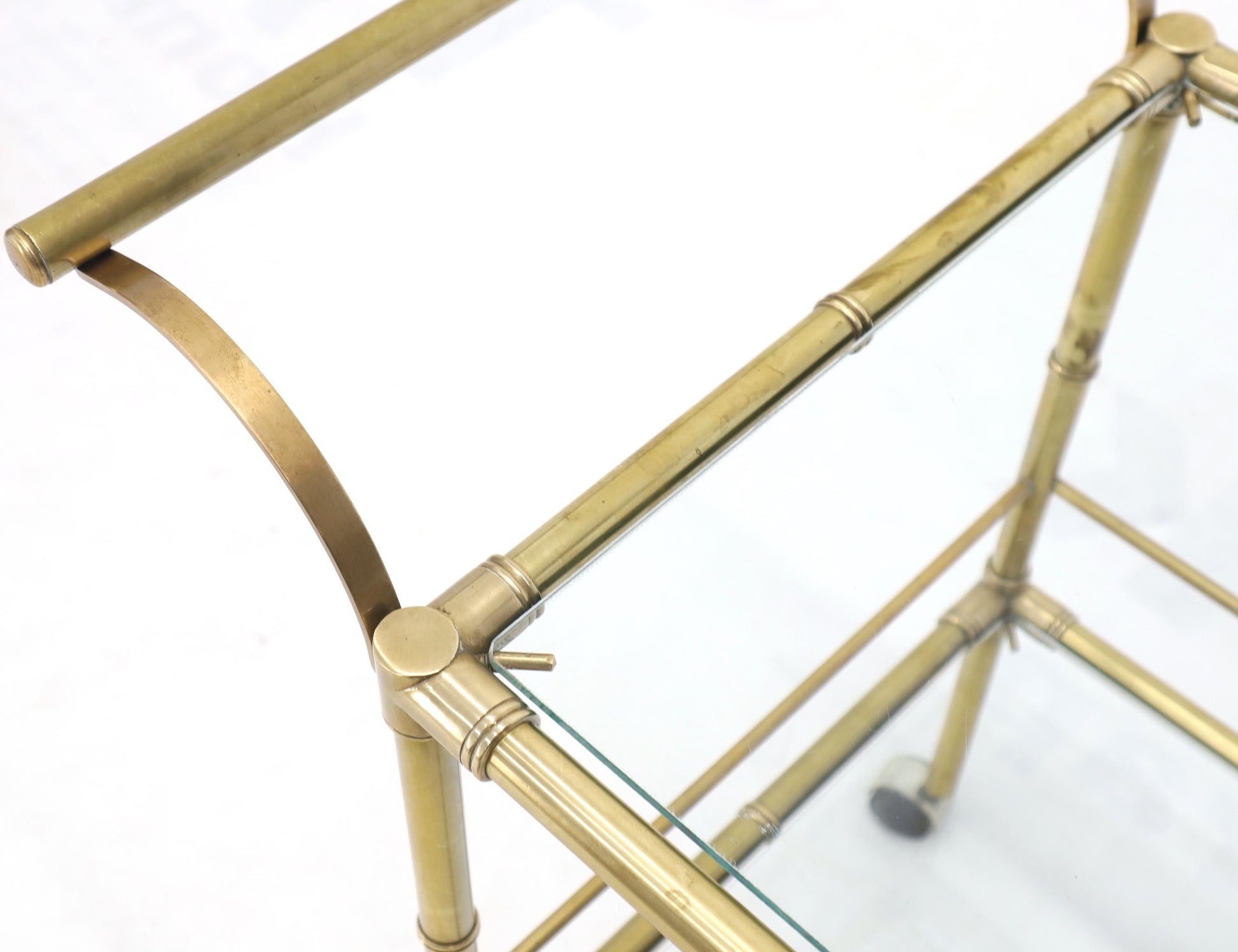 EstablishedLines Solid Brass Faux Bamboo Rectangular Shape Two-Tier Serving Cart