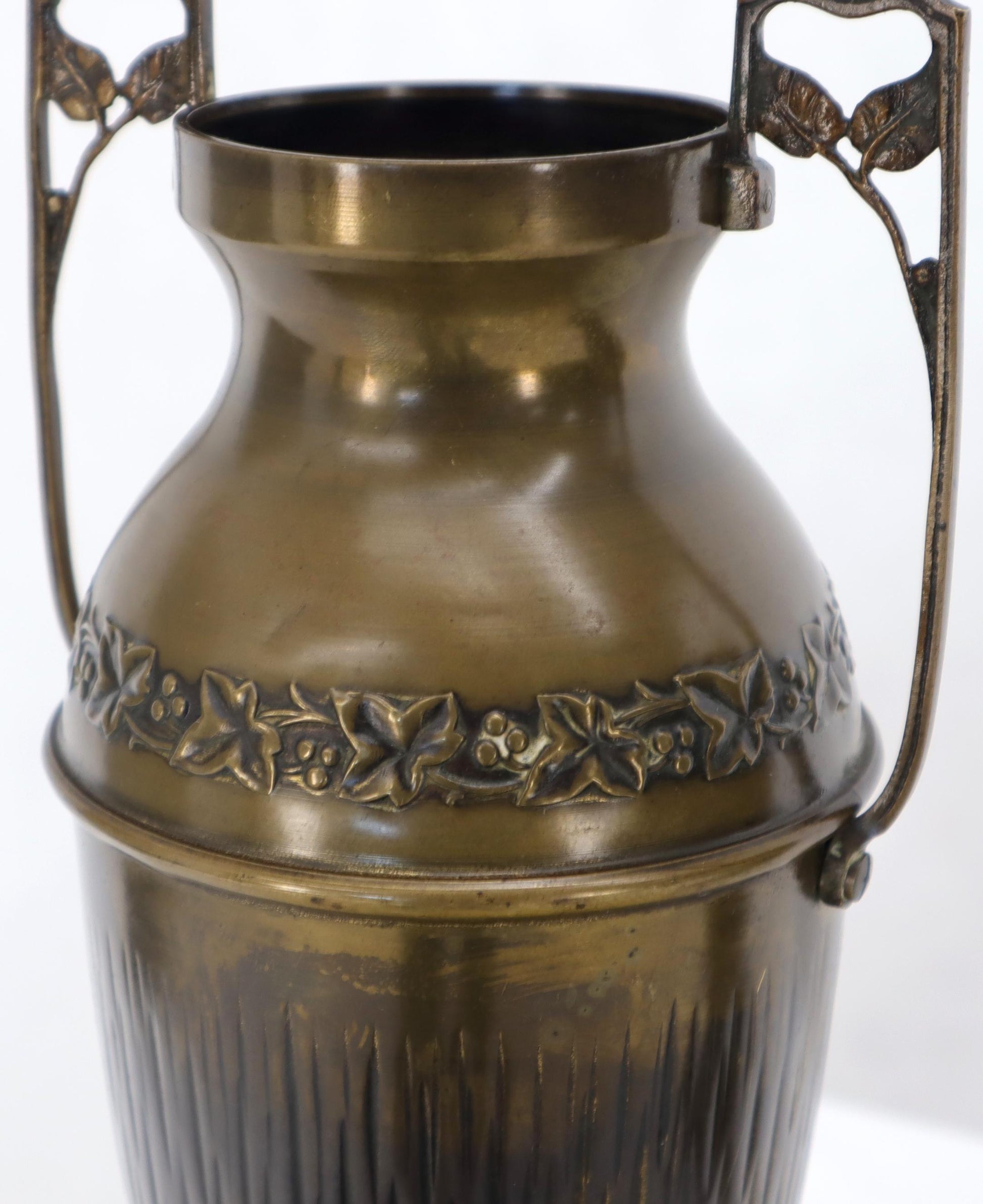 EstablishedLines Pair of Bronze Bohemian Double Handle Urn Shape Vases