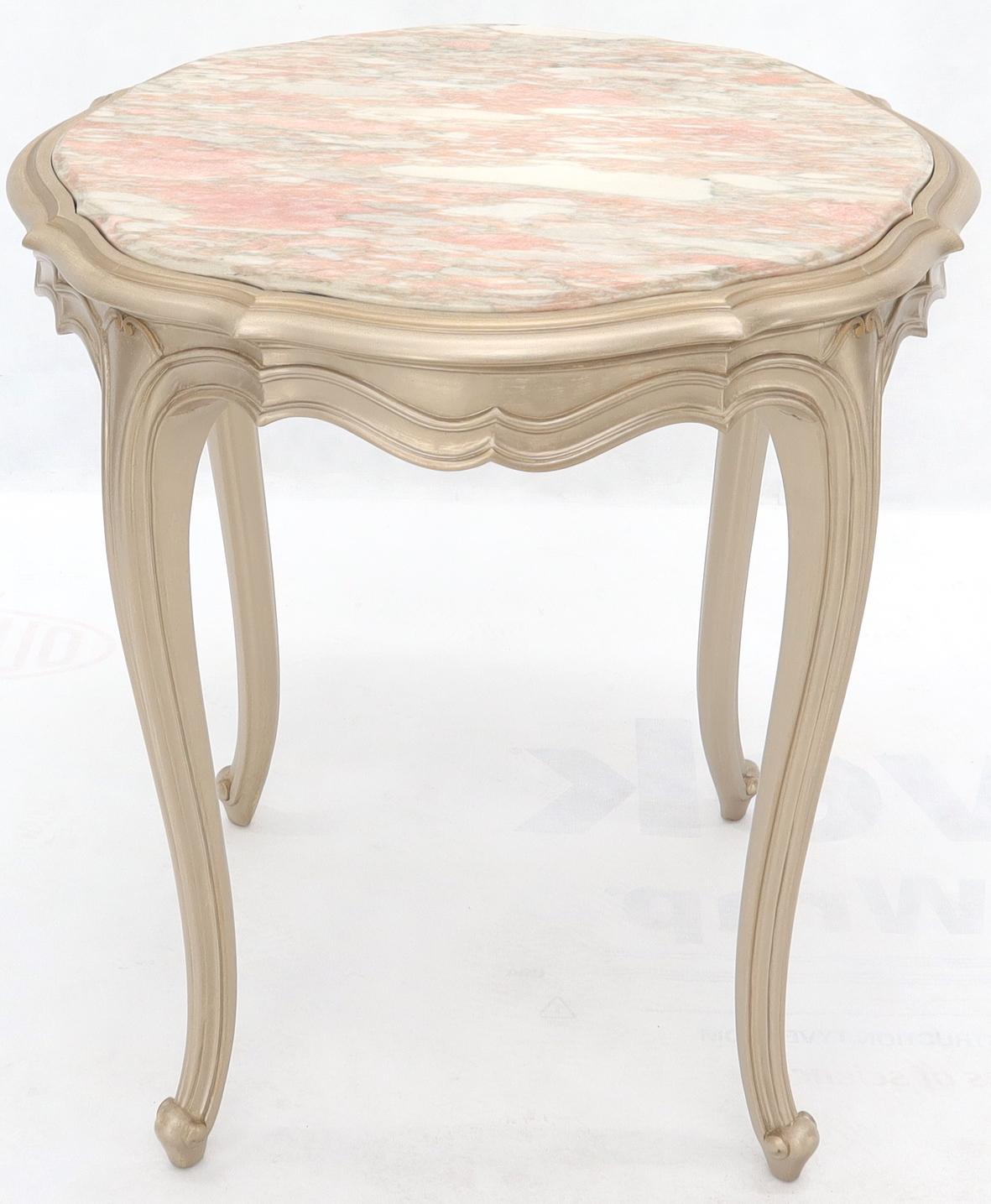 EstablishedLines Country Provincial Tall Legs Silver Gilt Marble-Top Lamp Table Stand