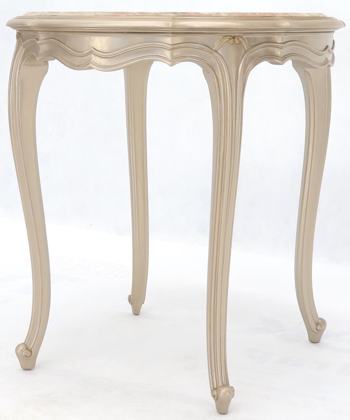EstablishedLines Country Provincial Tall Legs Silver Gilt Marble-Top Lamp Table Stand