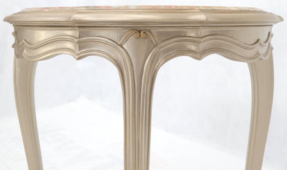 EstablishedLines Country Provincial Tall Legs Silver Gilt Marble-Top Lamp Table Stand