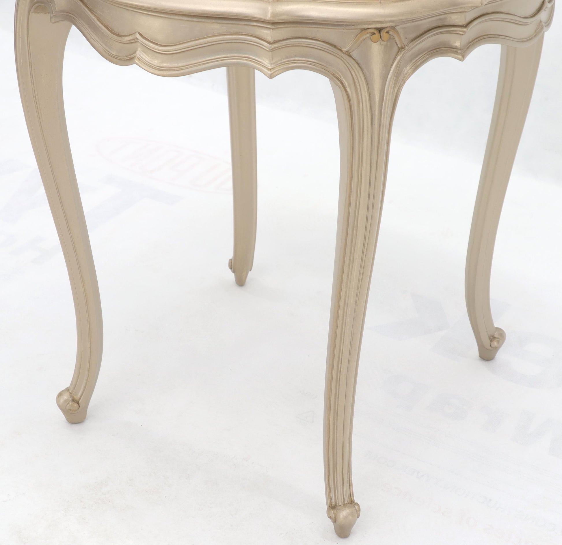EstablishedLines Country Provincial Tall Legs Silver Gilt Marble-Top Lamp Table Stand
