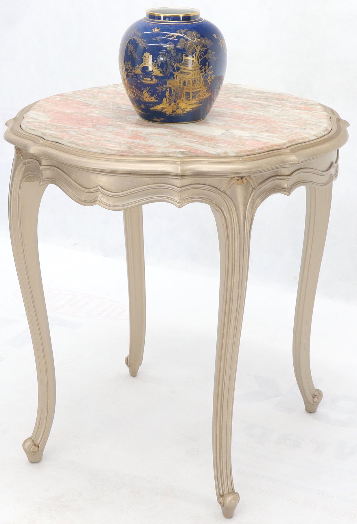 EstablishedLines Country Provincial Tall Legs Silver Gilt Marble-Top Lamp Table Stand