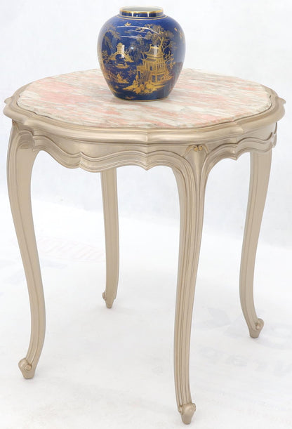 EstablishedLines Country Provincial Tall Legs Silver Gilt Marble-Top Lamp Table Stand