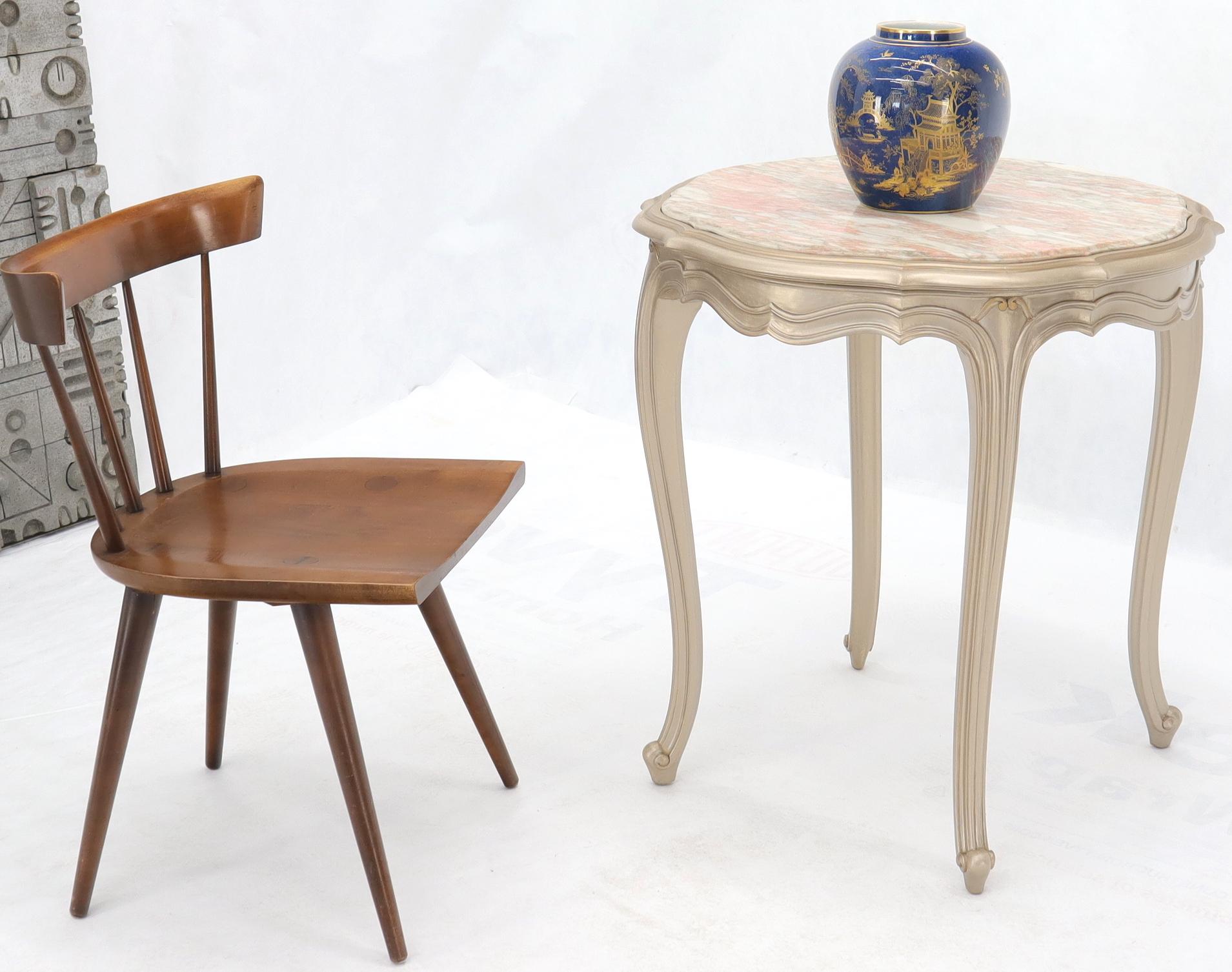 EstablishedLines Country Provincial Tall Legs Silver Gilt Marble-Top Lamp Table Stand