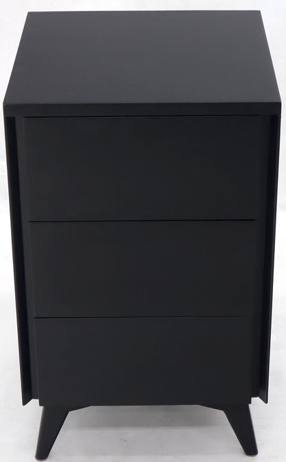 EstablishedLines Pair of Ebonized Mahogany Three Drawers Narrow Chests End Side Tables